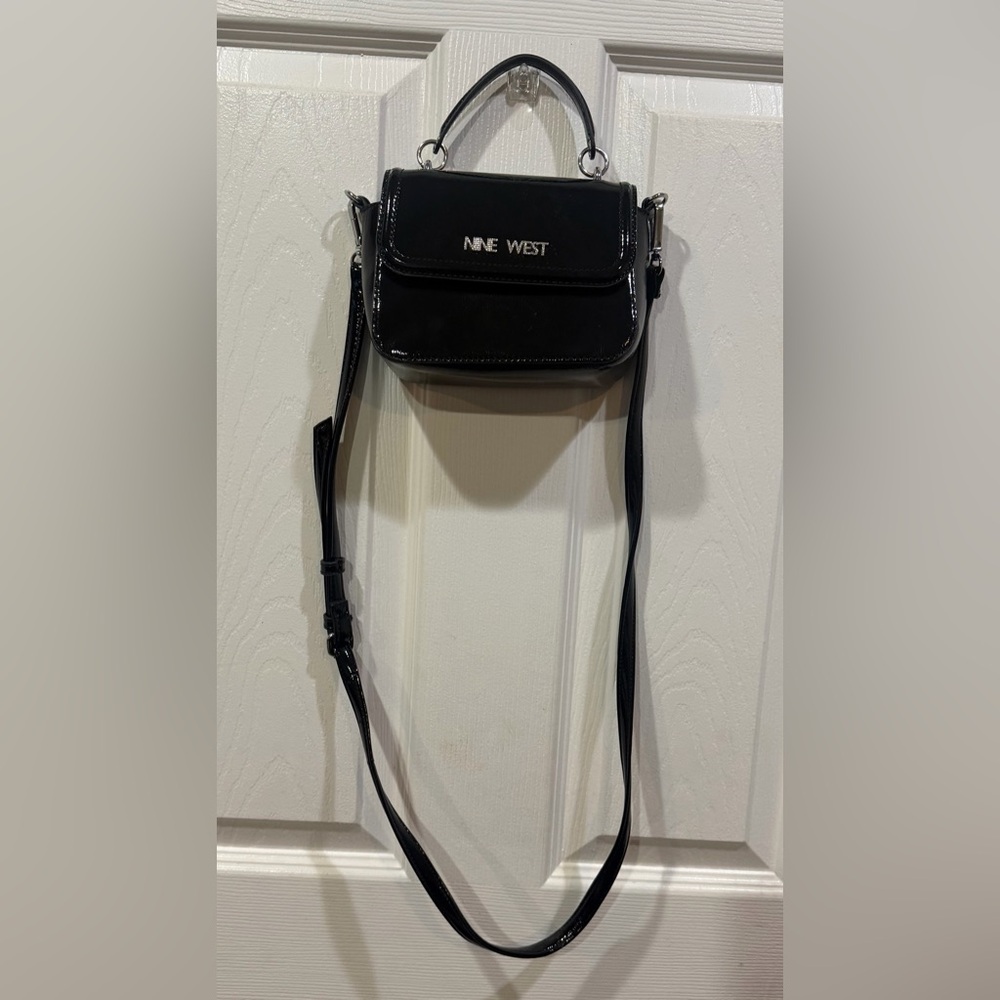 Nine West Glossy Black Crossbody Bag